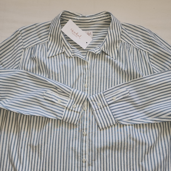 Maternity Ingrid & Isabel Long Sleeve White and Blue Shirt Size XXL - Picture 6 of 8